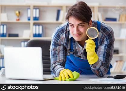 Looking for dust with magnifying glass
