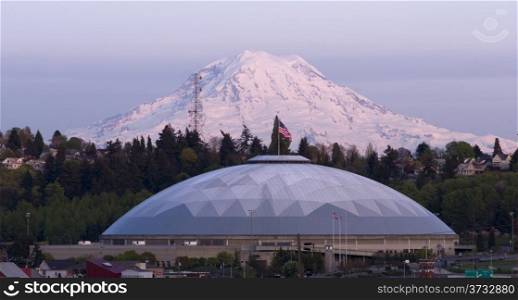 Looking from Hilltop across at the Tacoma Dome and Mount Rainier National Park