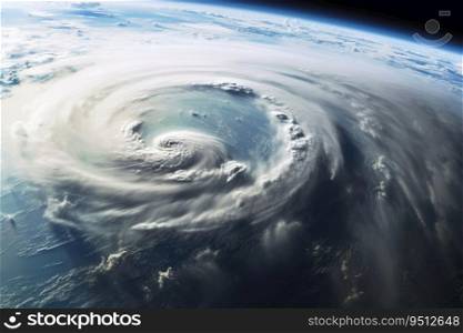 Looking from space on a hurricane on planet earth created with generative AI technology