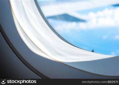 Looking through airplane window.