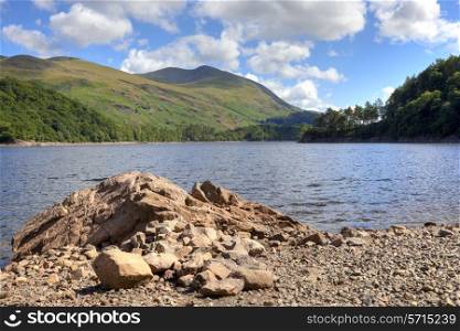 Looking towards Helvellyn Mountain from Thirlmere, the Lake District, Cumbria, England.