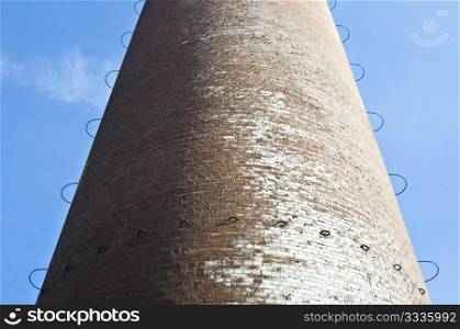 looking up a huge chimney at Essen Zollverein