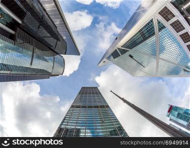 Looking up Modern office buildings in Central Hong Kong