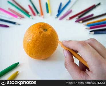 looks like drawing oranges with the colorful crayon