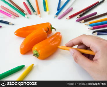 looks like drawing papricas with the colorful crayon