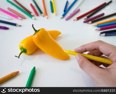 looks like drawing papricas with the colorful crayon