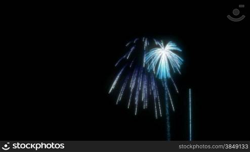 Loopable Blue Fireworks over black. Alpha channel is included