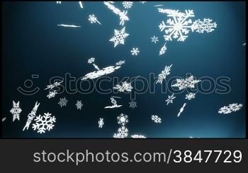 Loopable blue winter background - falling snow