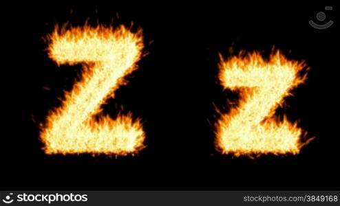 Loopable burning Z character, capital and small. Alpha channel is included