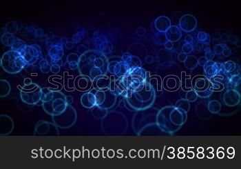 Loopable motion background with blue circles floating in the space