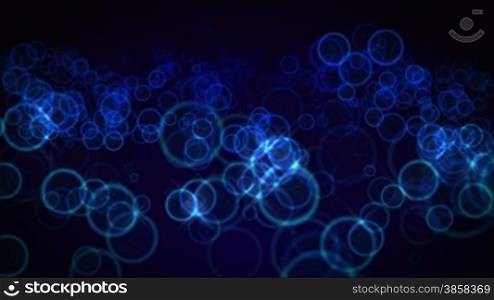 Loopable motion background with blue circles floating in the space