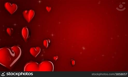 loopable red background with heart symbols, matte