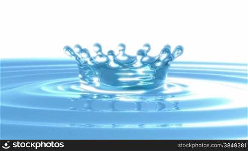 Loopable Rotating splash crown on rippled blue liquid or water surface