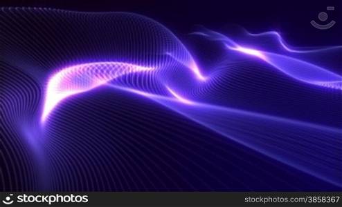 Loopable violet motion background with wavy strings moving smoothly in the space