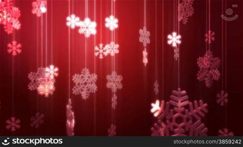 Looping Animation of Festive Glass Snowflake Decorations