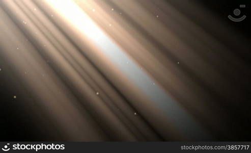 Looping animation with light rays and dust particles over black background