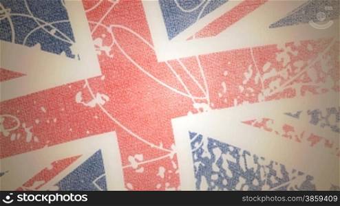 Looping United Kingdom grungy flag, waving in the wind. Computer generated, for use a patriotic background texture. The first and last frame match for looping possibilities. HD 1080p quality 29.97fps.