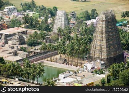 Lord Bhakthavatsaleswarar Temple Gopura. Architecture 6th century of Pallava`s dynasty. India, Tamil Nadu, Thirukalukundram, Chengalpet