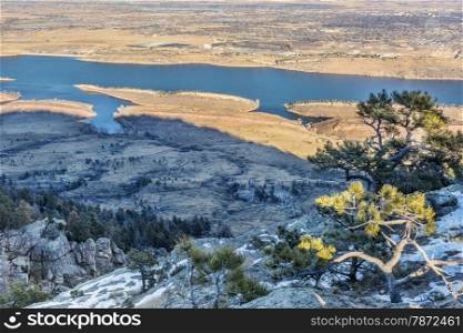 Lory State Park and Horsetooth Reservoir view from Arthur&rsquo;s Rock, a popular hiking trail in Fort Collins, Colorado