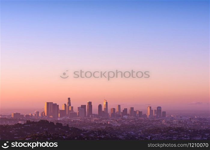 Los Angeles at foggy sunrise
