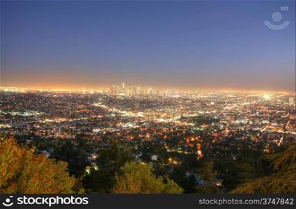 Los Angeles, California skyline in the twilight