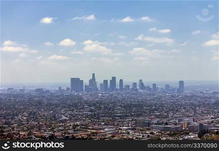 Los Angeles downtown, bird&acute;s eye view at sunny day