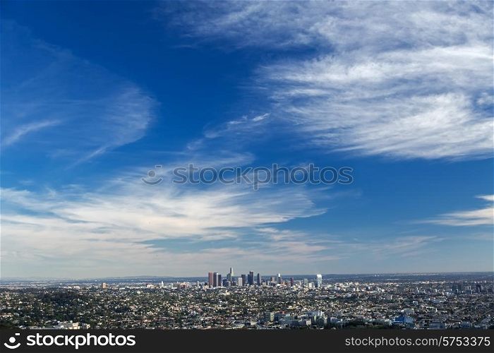Los Angeles downtown, bird&rsquo;s eye view at sunny day&#xA;