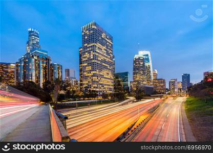 Los Angeles Downtown Sunset, LA California, USA. Los Angeles Downtown Sunset