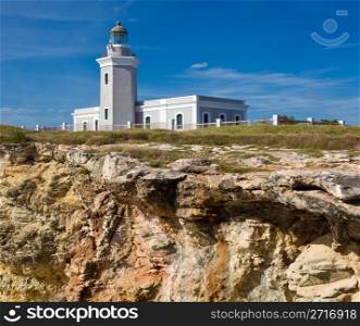 Los Morillos lighthouse on south west corner of Puerto Rico near Cabo Rojo
