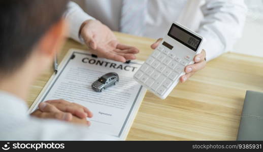 Loss Adjuster Insurance Agent Inspecting Damaged Car. 
Sales manager giving advice application form document considering mortgage loan offer for car  insurance.