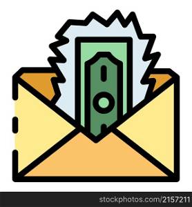 Loss money envelope icon. Outline loss money envelope vector icon color flat isolated. Loss money envelope icon color outline vector