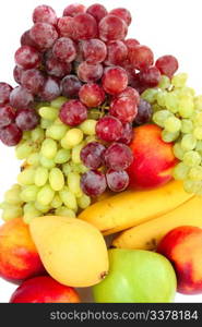 Lot of fruits isolated on white background.