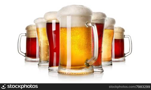 Lots of beer isolated on a white background