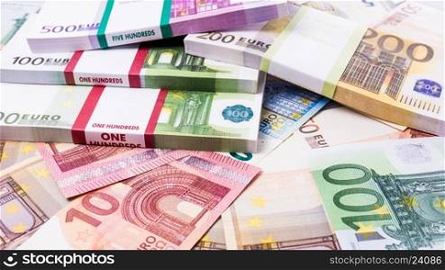 Lots of cash money. Euros. euro money banknotes. Money Euro background