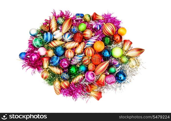 Lots of christmas decoration isolated on white