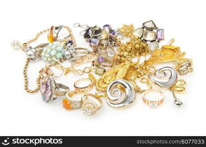 Lots of jewellery on white