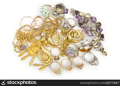 Lots of jewellery on white