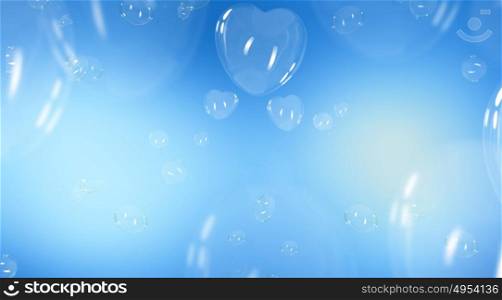 Lots of light, soap bubbles - heart shape