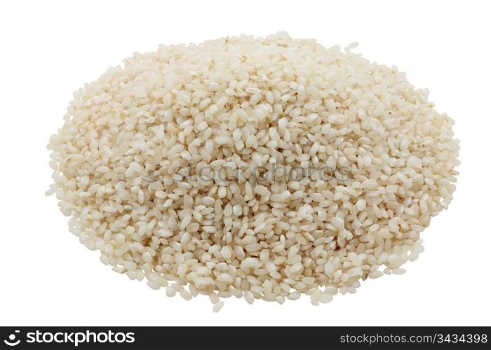 lots of round grain rice cut off and isolated