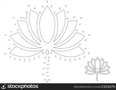 Lotus Flower Icon Dot To Dot, Divine Flower Vector Art Illustration