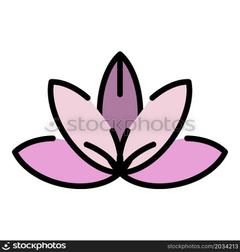 Lotus icon. Outline lotus vector icon color flat isolated. Lotus icon color outline vector