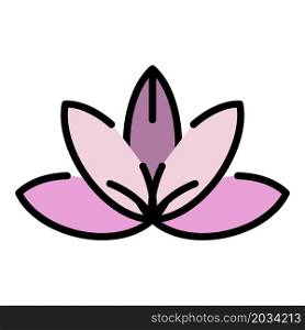 Lotus icon. Outline lotus vector icon color flat isolated. Lotus icon color outline vector