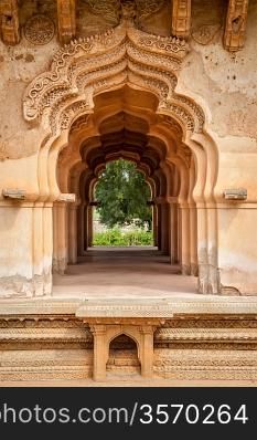 Lotus Mahal details. Royal Centre. Hampi, Karnataka, India