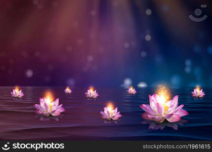 lotus Pink light purple floating light sparkle purple background