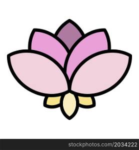 Lotus plant icon. Outline lotus plant vector icon color flat isolated. Lotus plant icon color outline vector