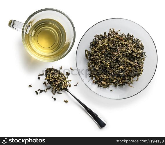 Lotus tea on a white background. The view from the top.. Lotus tea on a white background. The view from the top