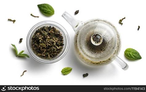 Lotus tea on a white background. The view from the top.. Lotus tea on a white background. The view from the top