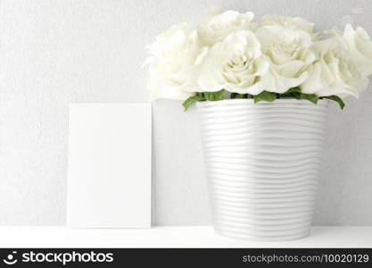 Love and Valentine’s day with postcard frame mockup. 3D Rendered.