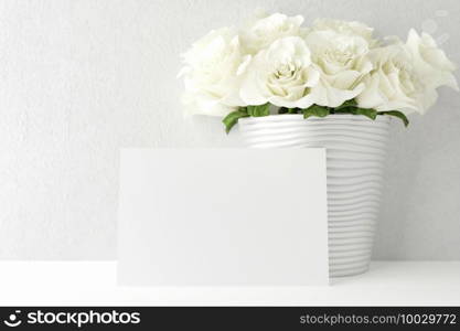 Love and Valentine’s day with postcard frame mockup. 3D Rendered.