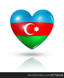 Love Azerbaijan symbol. 3D heart flag icon isolated on white with clipping path. Love Azerbaijan, heart flag icon